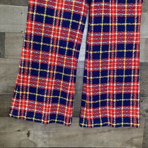 NWT 70s Dead Stock Cinderella Frocks Rosenau Bros Plaid Flare Leg Pants - Picture 5 of 10